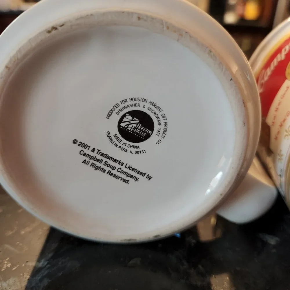 Two Campbell's Soup Mugs/ Bowls Dated 2001